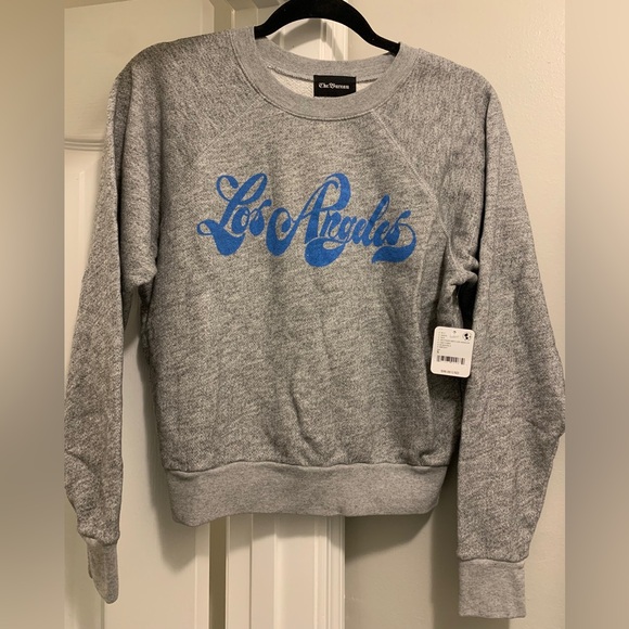 Free People The Bureau Shrunken City Los Angeles Gray Crewneck Sweatshirt S NWT - Picture 3 of 3